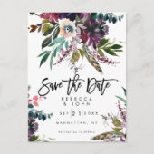 Feder boho mit Blumen Save the Date wedding Karte (Vorderseite)