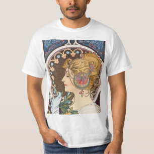 Feder durch Alphonse Mucha - Vintage Kunst Nouveau T-Shirt