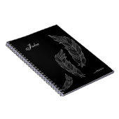 Feder-Fall-Kunst-Kontur-graue schwarze Notizblock (Rechte Seite)