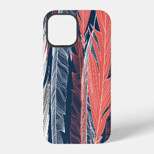 Feder Grafik, schöne nahtlose Muster. iPhone 12 Hülle