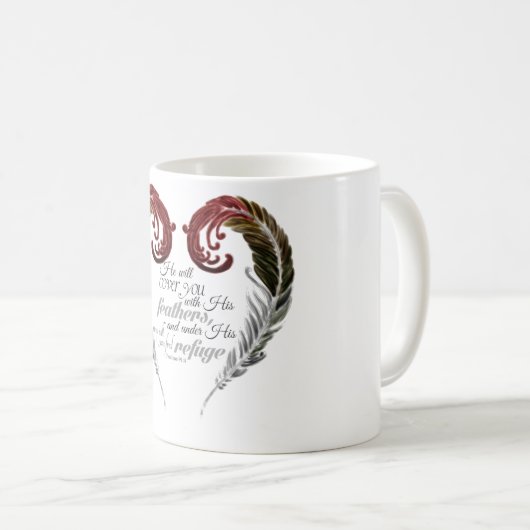 Feder-Herzscripture-Tasse Kaffeetasse (VorderseiteRechts)