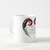 Feder-Herzscripture-Tasse Kaffeetasse (Vorderseite Links)