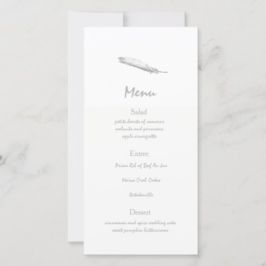 Feder Hochzeitsmenü (Vorderseite)