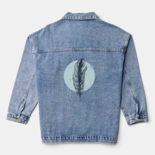 Feder in einer Denim-Jacke Jeansjacke (Rückseite)