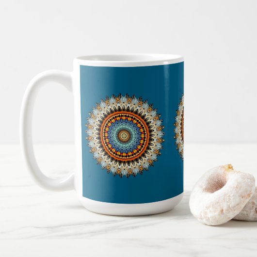 Feder-Mandala-Tasse Kaffeetasse (Mit Donut)