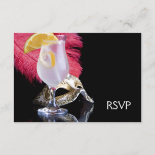 Feder-Masken-Maskenball-Antwort RSVP Karte