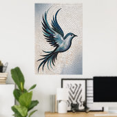 Feder-Mosaik - Dekorativer Vogel Poster (Heimbüro)