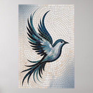 Feder-Mosaik - Dekorativer Vogel Poster