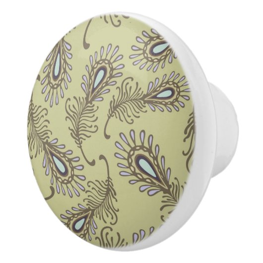 Feder-Muster Keramikknauf (Rechts)