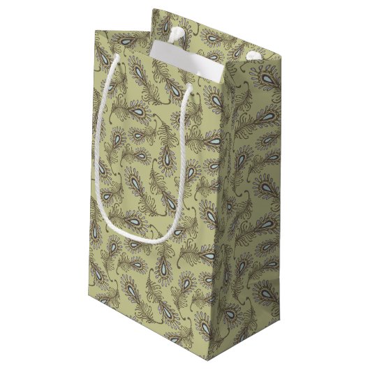 Feder-Muster Kleine Geschenktüte (Rückseite Schrägansicht)