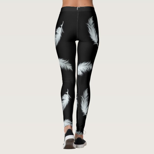 Feder-Muster (kundengerechte Hintergrundfarbe) Leggings (Rückseite)