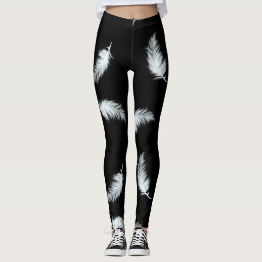 Feder-Muster (kundengerechte Hintergrundfarbe) Leggings (Vorderseite)
