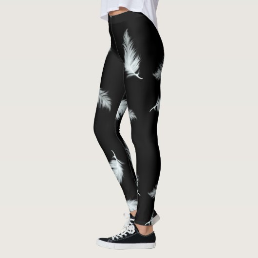 Feder-Muster (kundengerechte Hintergrundfarbe) Leggings (Links)