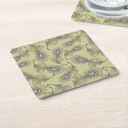 Feder-Muster Rechteckiger Pappuntersetzer (angewinkelt)