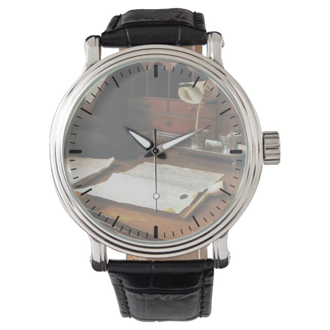 Feder, Papier und Pfeife Armbanduhr (Vorderseite)