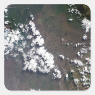 Feder steigt von Nyiragongo Vulkan im EAW Quadratischer Aufkleber