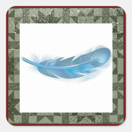Feder, Steppmuster Quadratischer Aufkleber