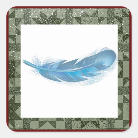 Feder, Steppmuster Quadratischer Aufkleber (Vorderseite)