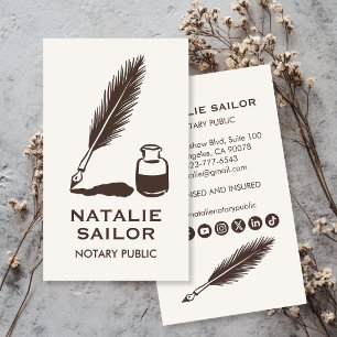 Feder-Tintenstift-Logo Notar PUBLIC CUSTOM  Visitenkarte