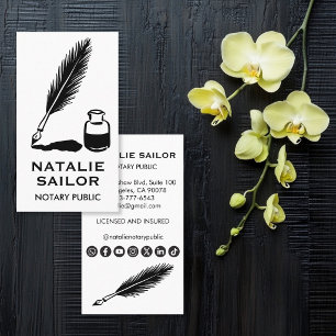Feder-Tintenstift-Logo Notar PUBLIC CUSTOM Visitenkarte
