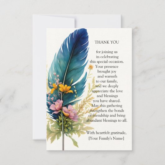 Feder und Blume Dankeskarte (Vorderseite)
