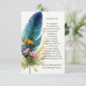 Feder und Blume Dankeskarte (Stehend Vorderseite)