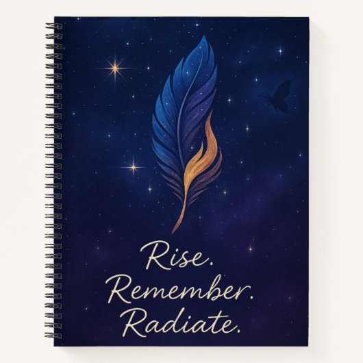Feder und Flamme Kosmisches Journal Notizblock (Vorderseite)