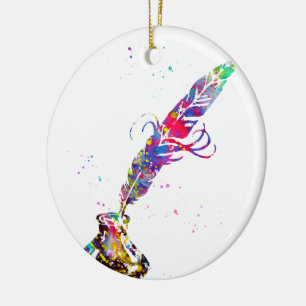 Feder und Tinte Keramik Ornament