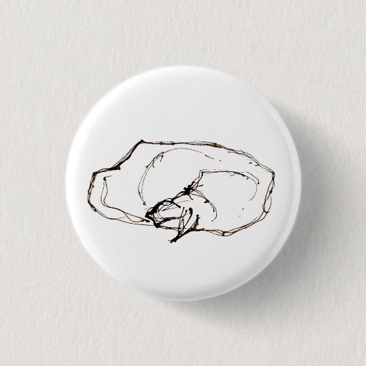Feder-und-Tinte-Kunst Schlafende Katze Zeichnung Button (Vorderseite)