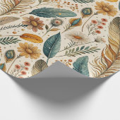 Feder- und Wildblumen-Botanikmuster Geschenkpapier (Ecke)