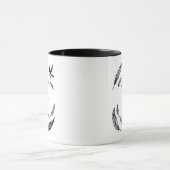 Feder, Vogel und Blätter Linienkunst Benutzerdefin Tasse (Zentrum)