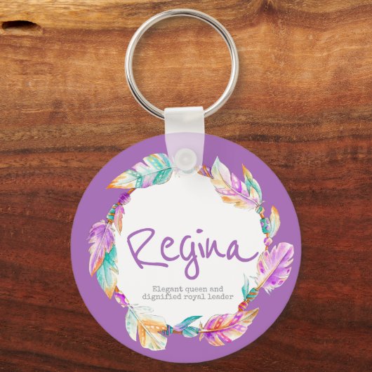 Feder-Wasserfarbe Name Bedeutung Aqua Regina Schlüsselanhänger (Vorderseite)