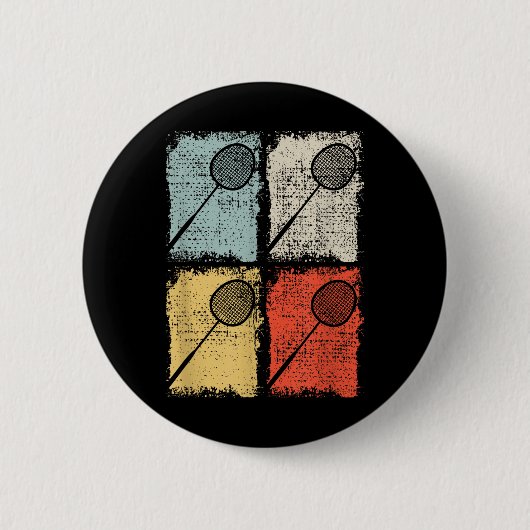 Federballschläger Retro Federballspieler, Federbal Button (Vorderseite)