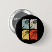 Federballschläger Retro Federballspieler, Federbal Button (Vorne & Hinten)