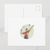 Federballspieler Postkarte (Vorne/Hinten)