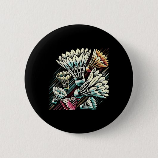 Federballspieler Shuttlecock Lebendiges Design Button (Vorderseite)