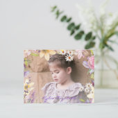 Federblumen Foto Rahmen mit bearbeitbarem Text Postkarte (Stehend Vorderseite)