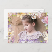 Federblumen Foto Rahmen mit bearbeitbarem Text Postkarte (Vorne/Hinten)