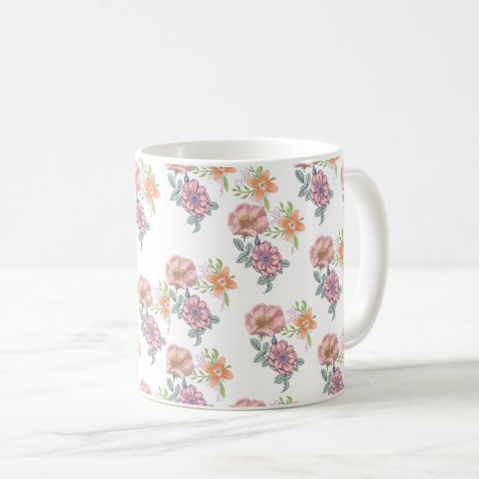 Federblumenmuster Kaffeetasse (VorderseiteRechts)