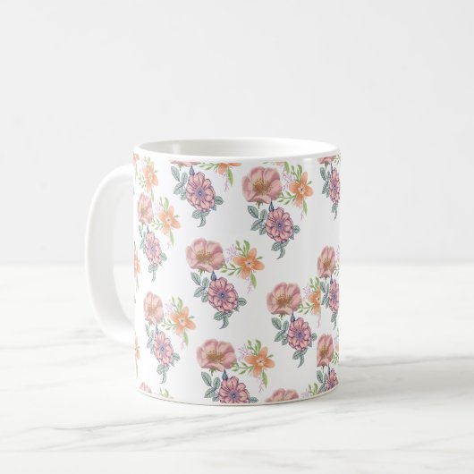 Federblumenmuster Kaffeetasse (Vorderseite Links)