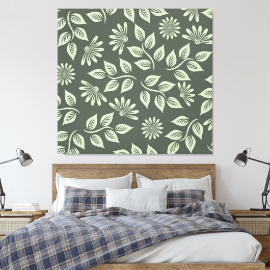 Federblumenmuster Leinwanddruck (Insitu (Schlafzimmer))