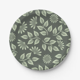 Federblumenmuster Pappteller