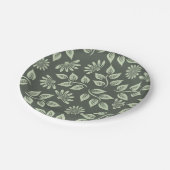 Federblumenmuster Pappteller (Schrägansicht)