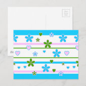 Federblumenmuster Postkarte (Vorne/Hinten)