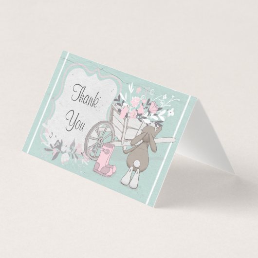 Federbunny türkis floral gefaltet danke (Vorderseite)