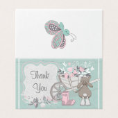 Federbunny türkis floral gefaltet danke (Außenseite Aufgefaltet)