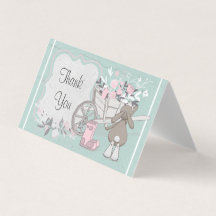 Federbunny türkis floral gefaltet danke