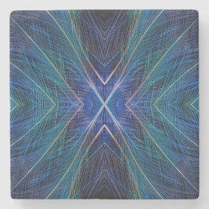 Federdesign für blaues Fraktal Steinuntersetzer