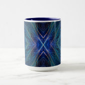 Federdesign für blaues Fraktal Tasse (Zentrum)