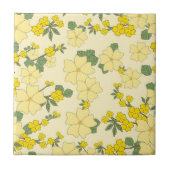 Federgelbe Blume Muster Tile Fliese (Vorderseite)
